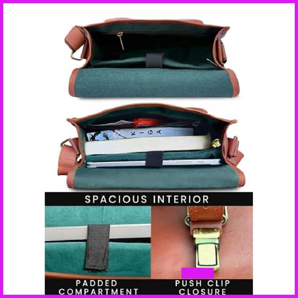 Vintage Leather Crossbody Satchel Boho Chic Handbag Travel Purse Adjustable - Picture 4 of 6